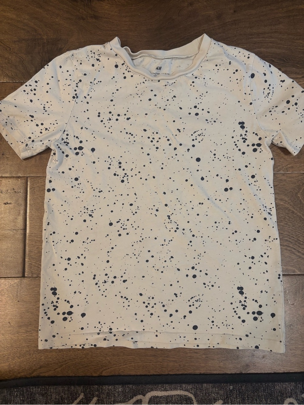 H&M White Tee with Black Splatter Print